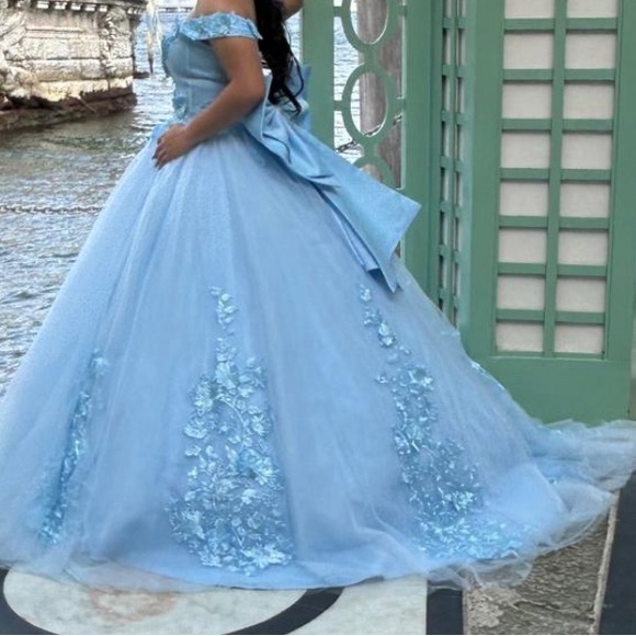 Elegant Light Blue Ball Gown - Picture 5 of 5